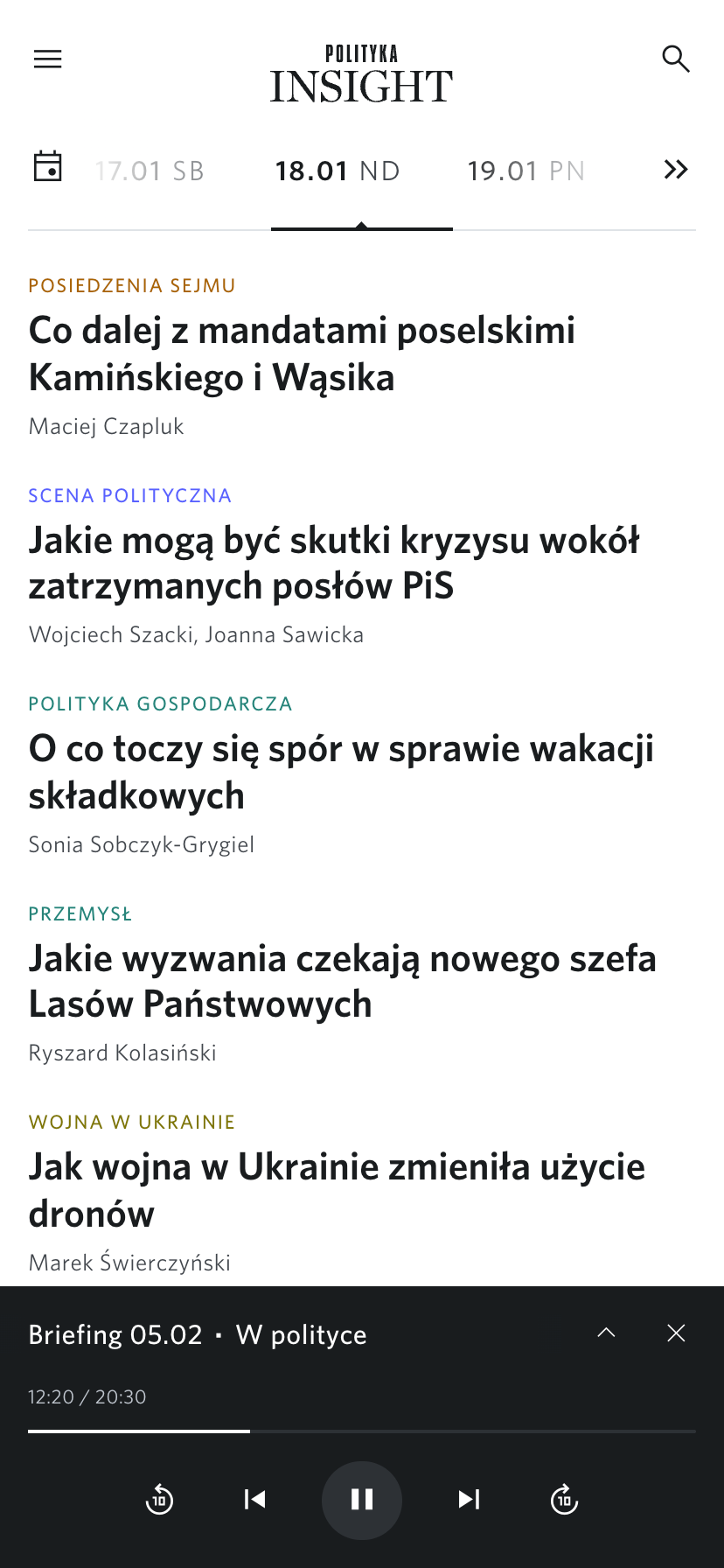 Polityka Insight - strona główna mobile